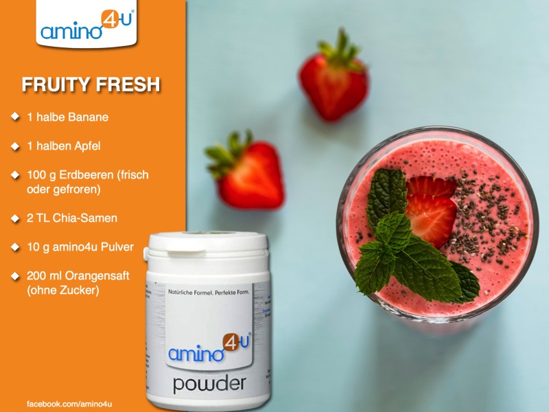 Fruchtiger Smoothie mit amino4u Pulver